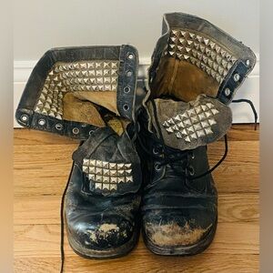 Combat boots with studs